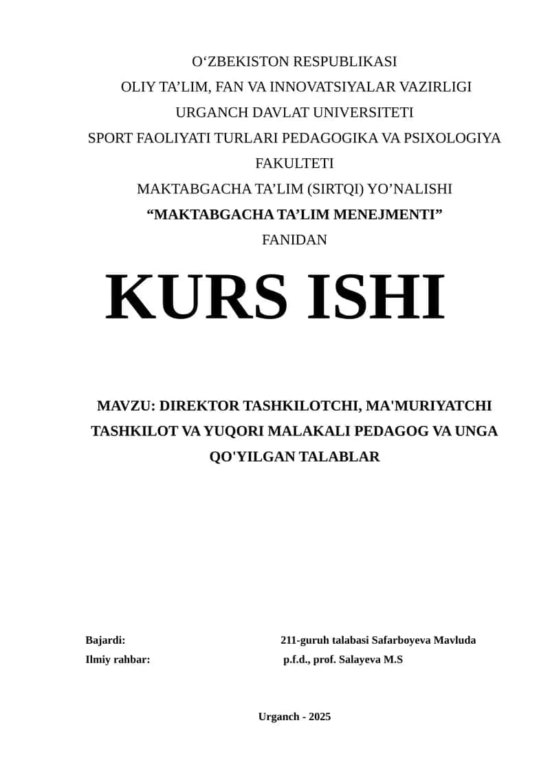 Maktabgacha ta'lim menejmenti