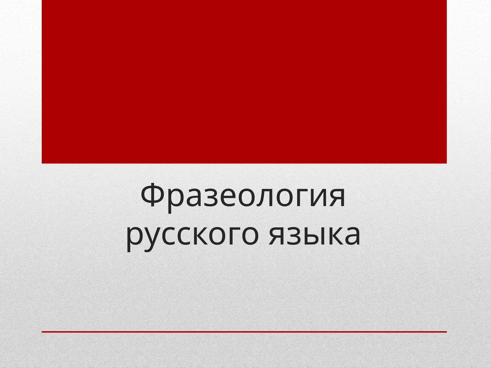 Фразеология русского языка