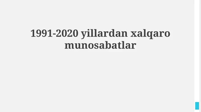 Sovuq urushdan keyingi dunyo: AQSh ustunligi va globallashuv