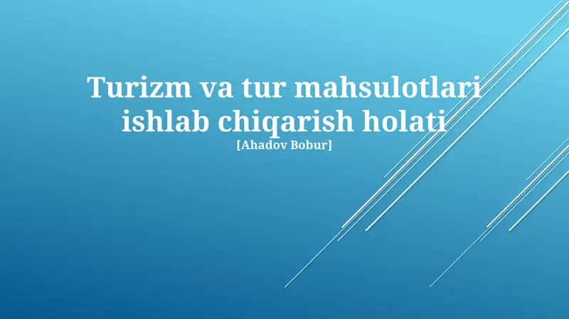 Turizm va tur mahsulotlari ishlab chiqarish holati