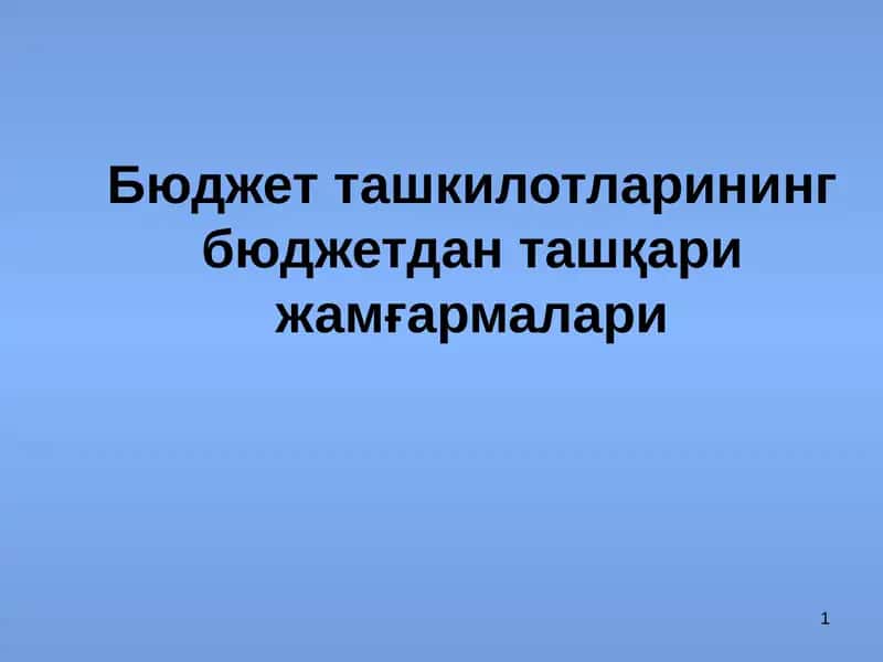 Бюджет ташкилотларининг бюджетдан ташқари жамғармалари