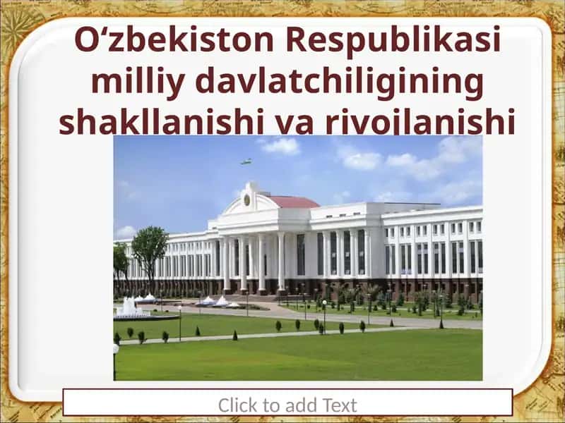 O‘zbekiston Respublikasi Milliy Davlat Chetellikining Shakllanishi va Ro‘yoblanish. Prezidentlik Instituti