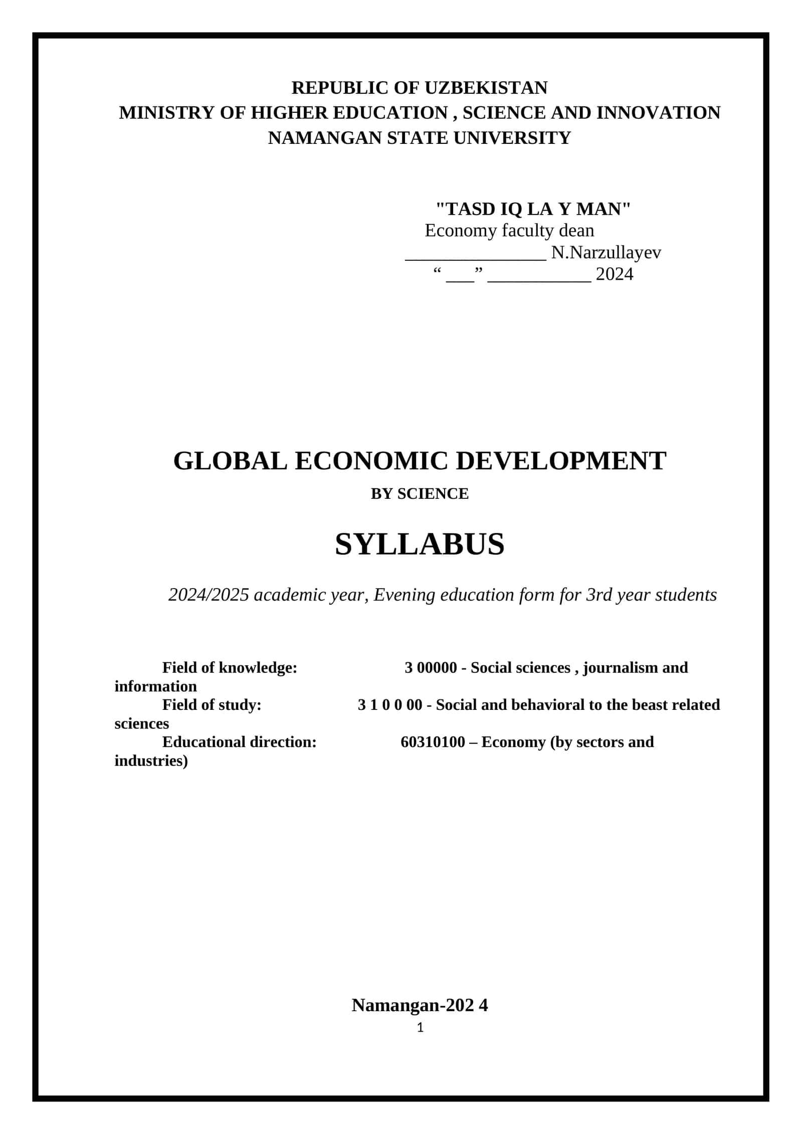 Global economic development