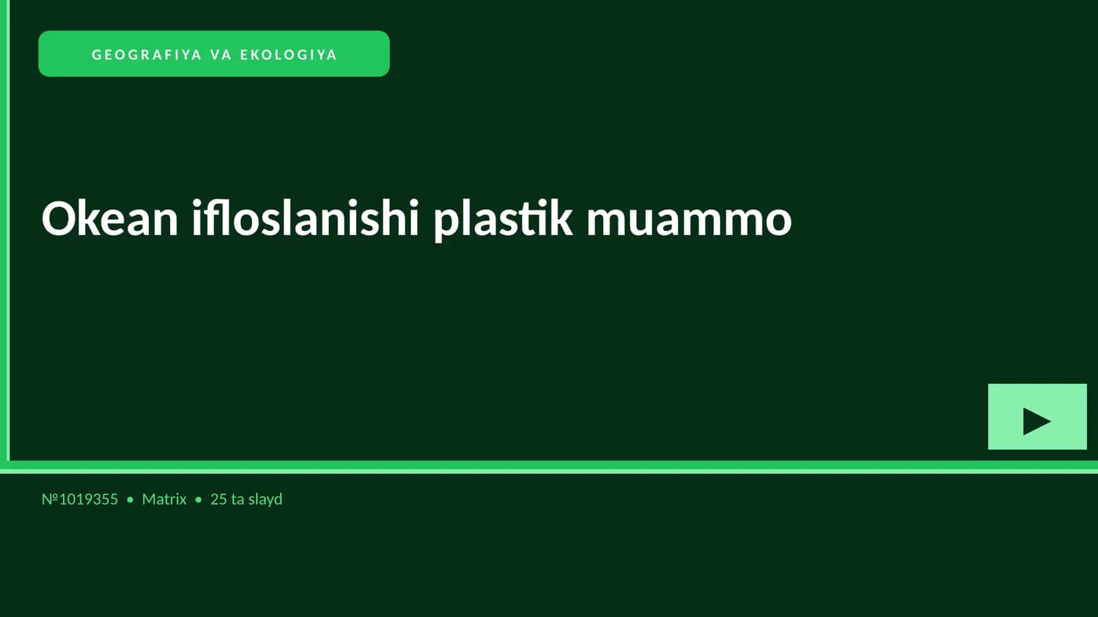 GEOGRAFIYA VA EKOLOGIYA