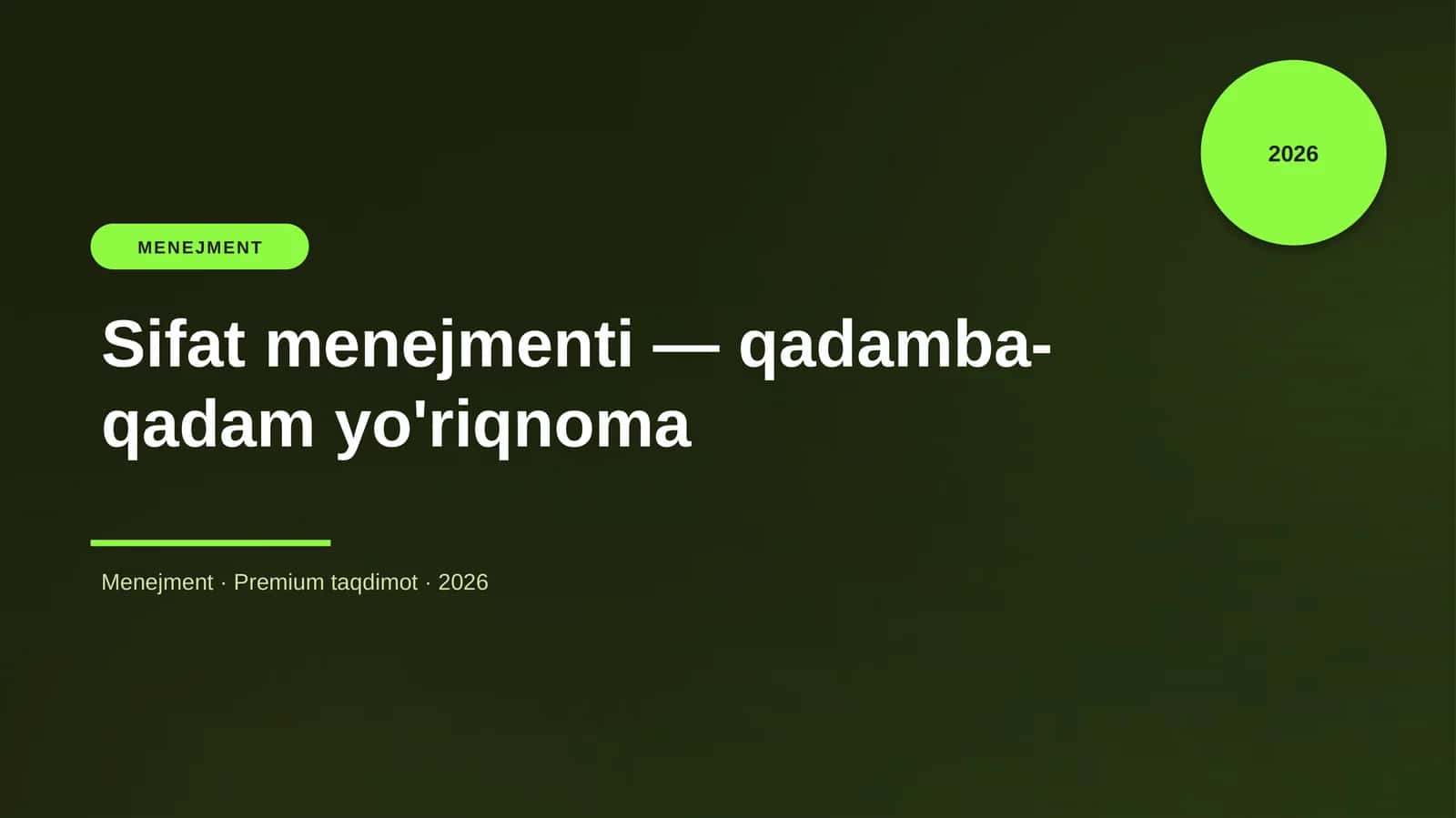 Sifat menejmenti — qadamba-qadam yo'riqnoma