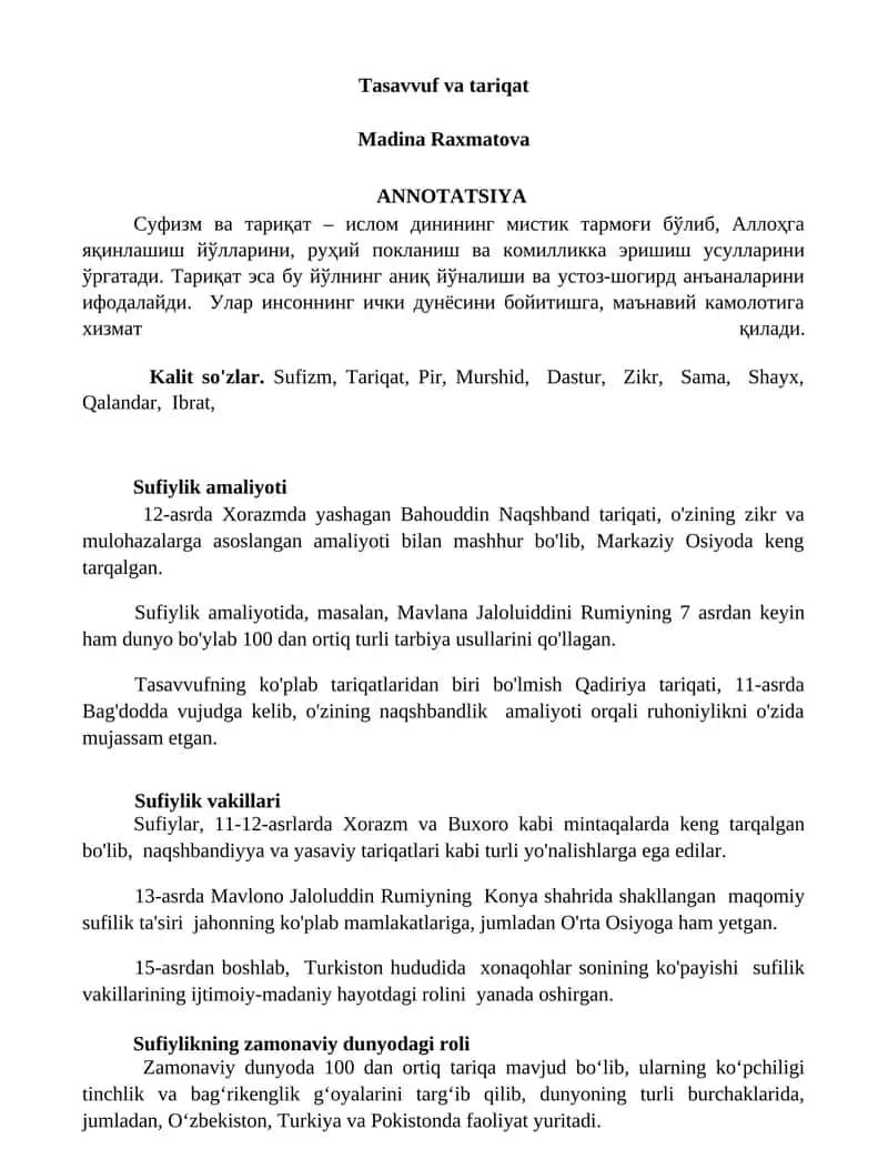 Tasavvuf va tariqat