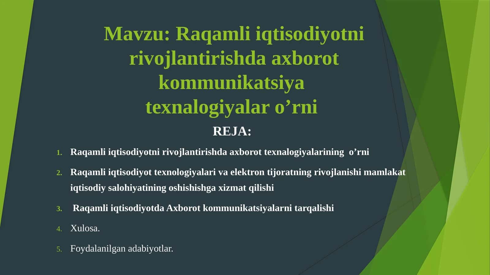 Raqamli iqtisodiyotni rivojlantirishda axborot kommunikatsiya texnologiyalari o'rni
