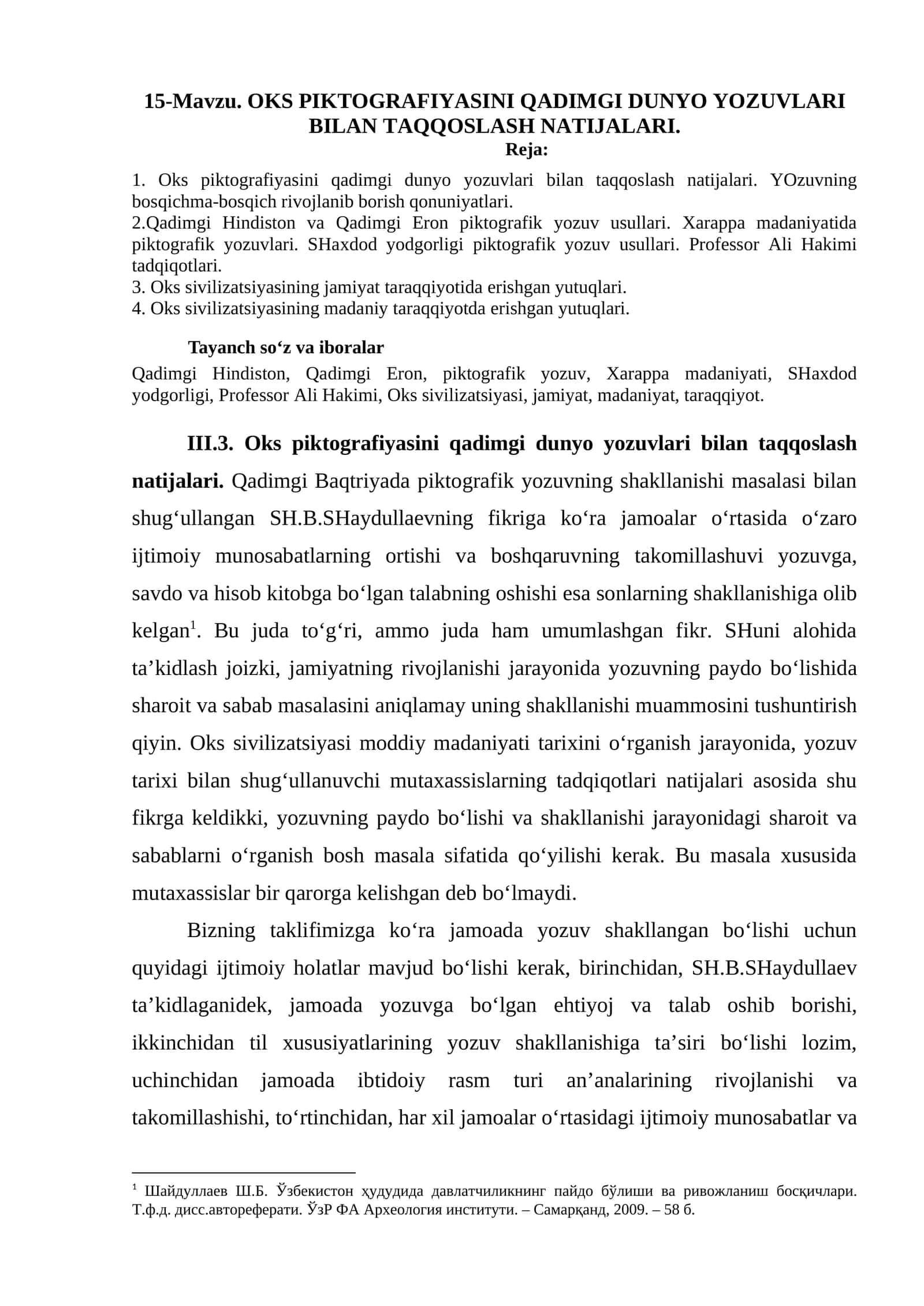 Oks piktografiyasini qadimgi dunyo yozuvlari bilan taqqoslash natijalari