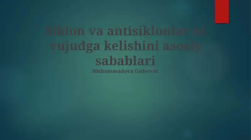 Antisiklonlar va Sirkonlar