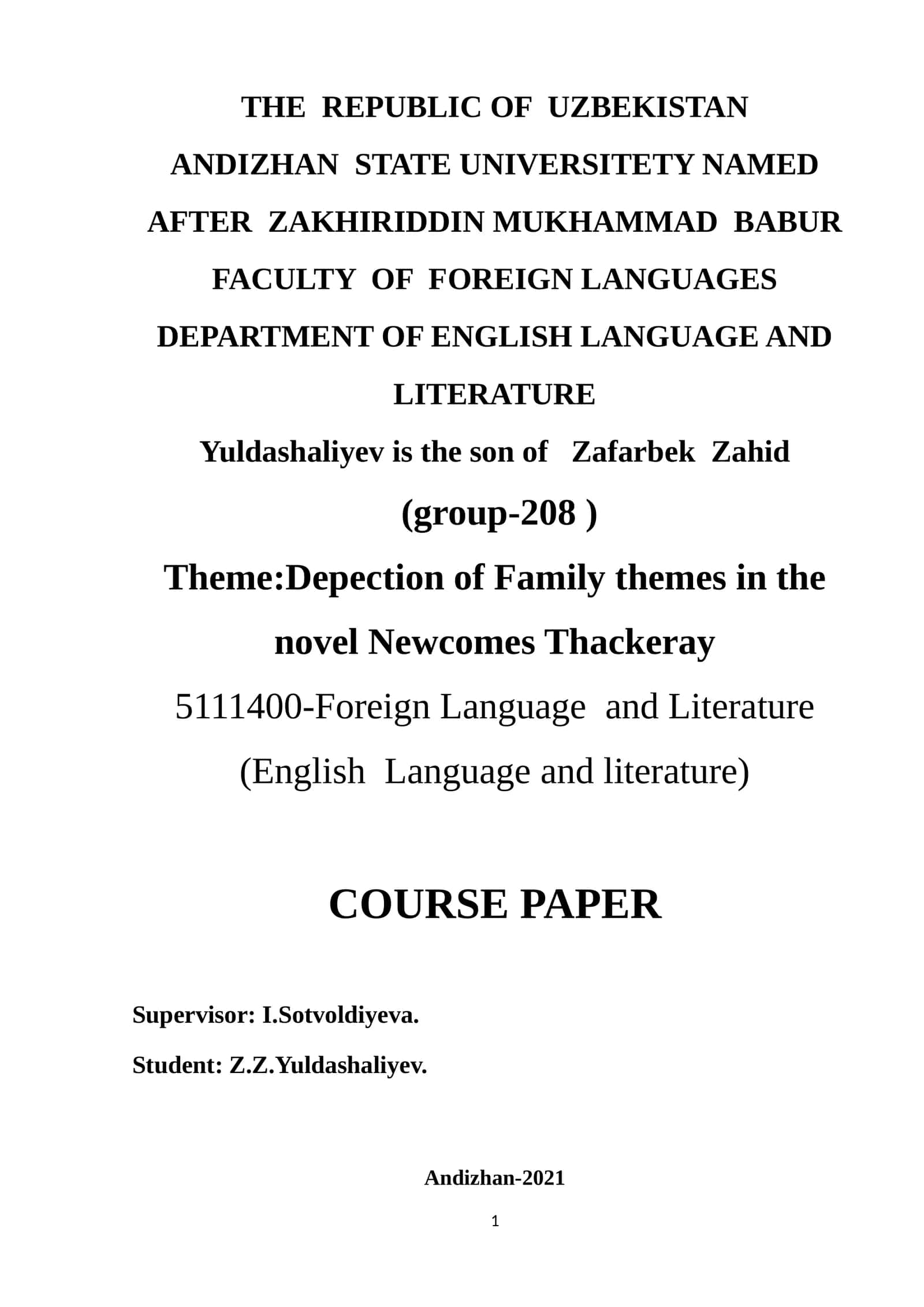 Family Themes in English Literature