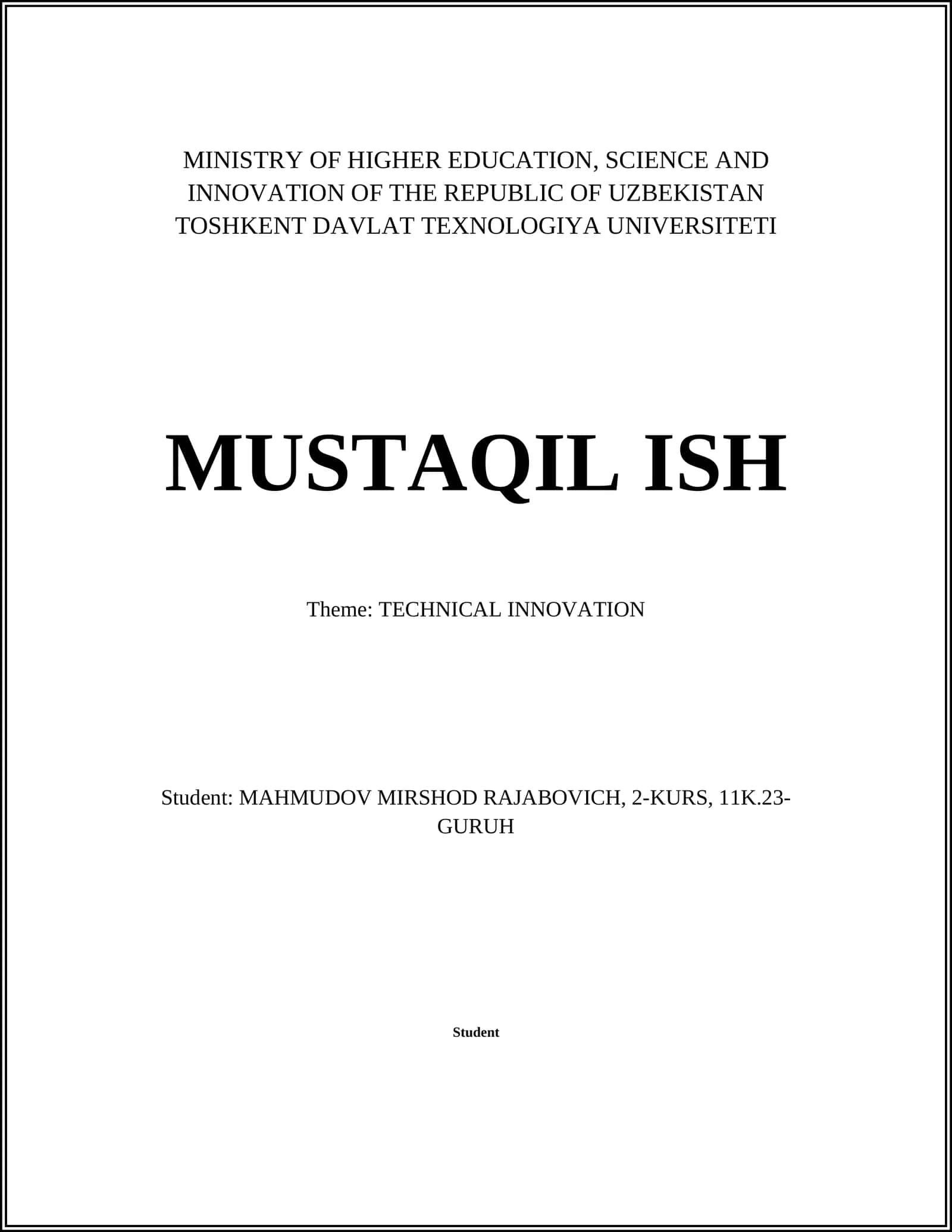 TECHNICAL INNOVATION