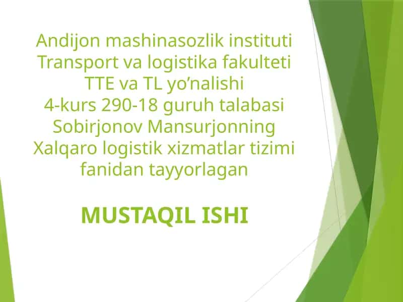 Transport va logistika fakulteti