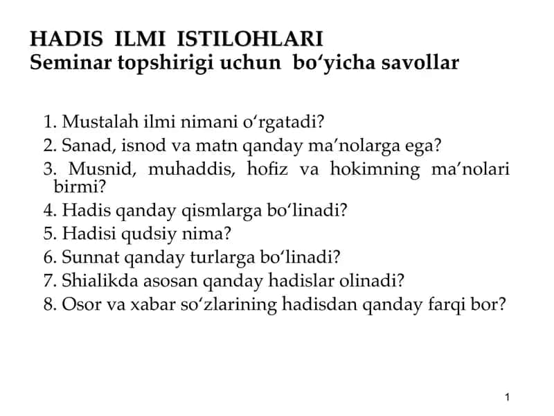 HADIS ISTILOHLARI