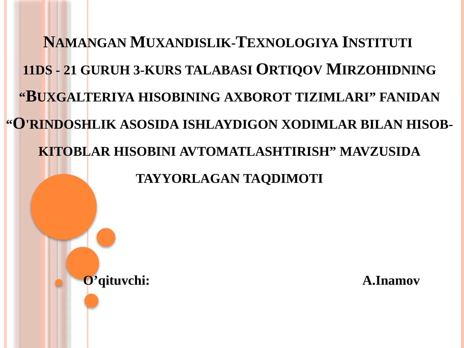 Buxgalteriya hisobining axborot tizimlari