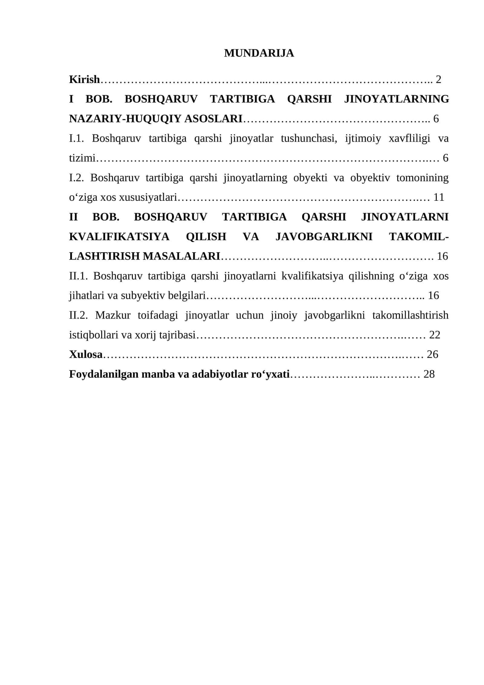 Boshqaruv Tartibiga Qarshi Jinoyatlar