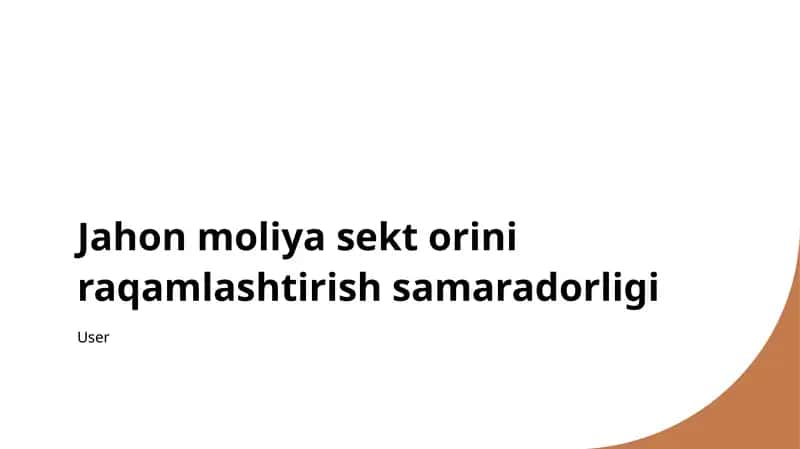 Raqamlashtirish: moliya sektori samaradorligi