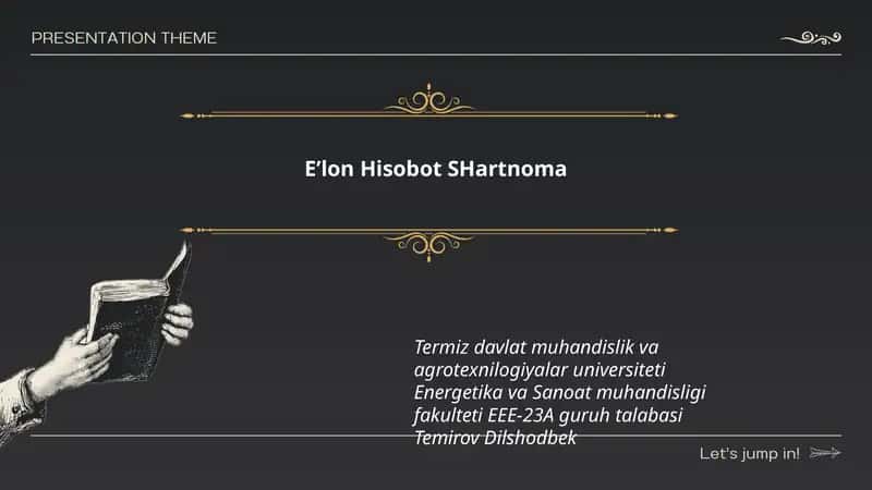 Eʼlon Hisobot SHartnoma