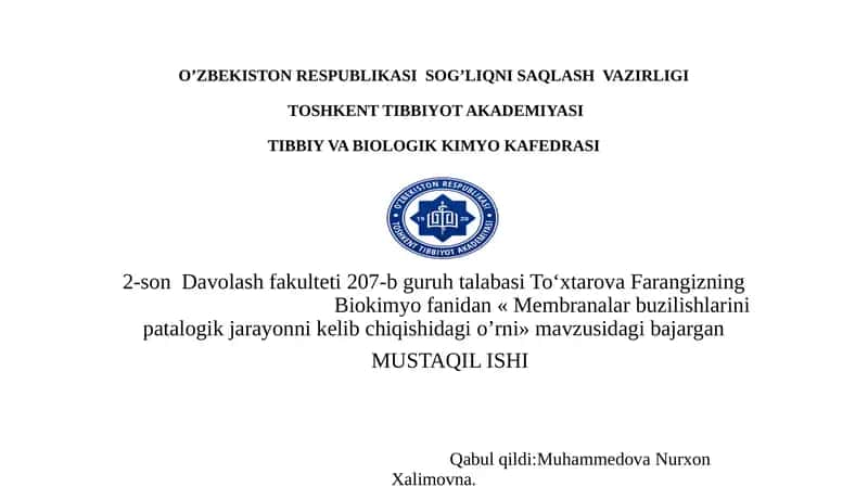 Membranalar buzilishlari