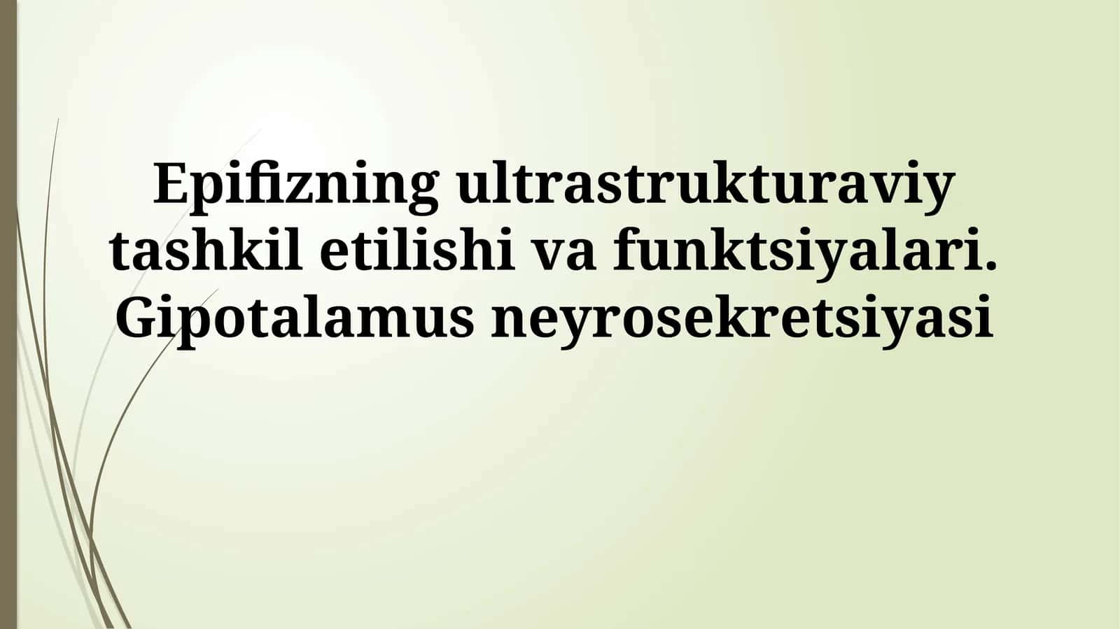 Epifizning ultrastrukturaviy tashkil etilishi va funktsiyalari. Gipotalamus neyrosekretsiyasi