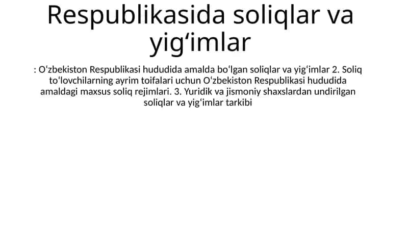 Soliqlar va yig'imlar