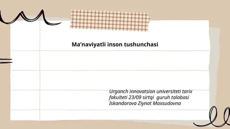 Ma'naviyatli inson tushunchasi