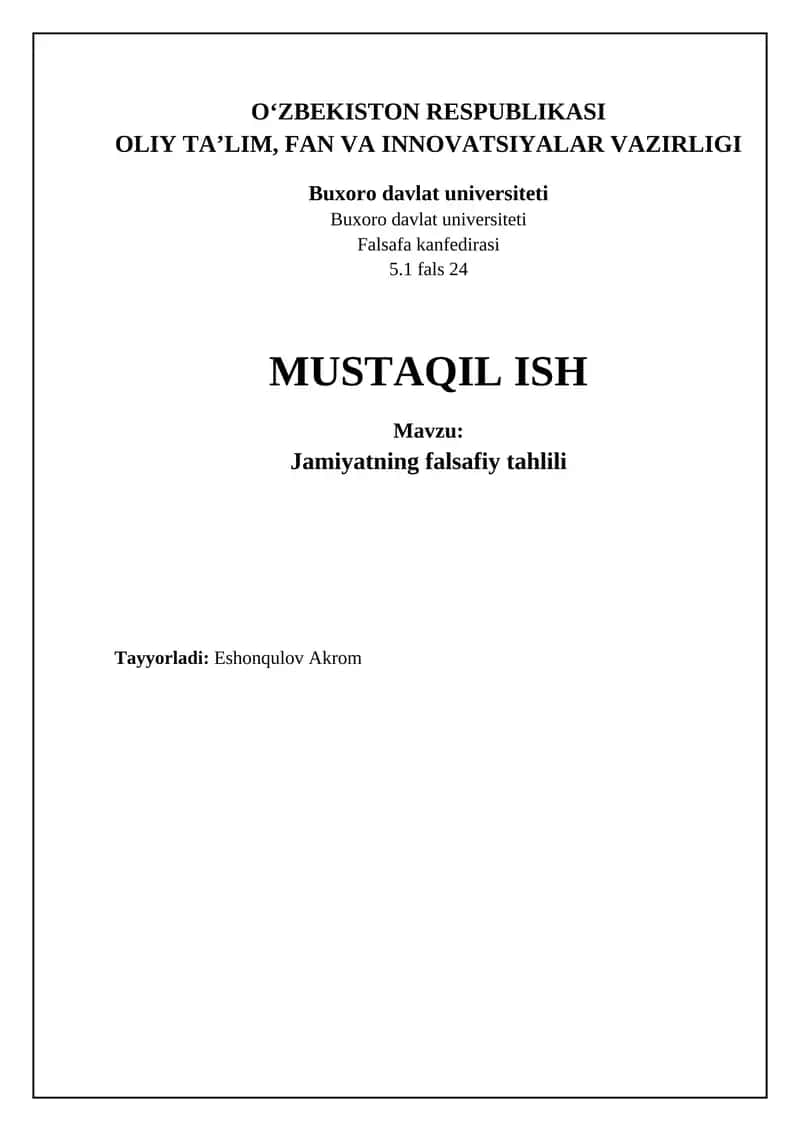 Jamiyatning falsafiy tahlili