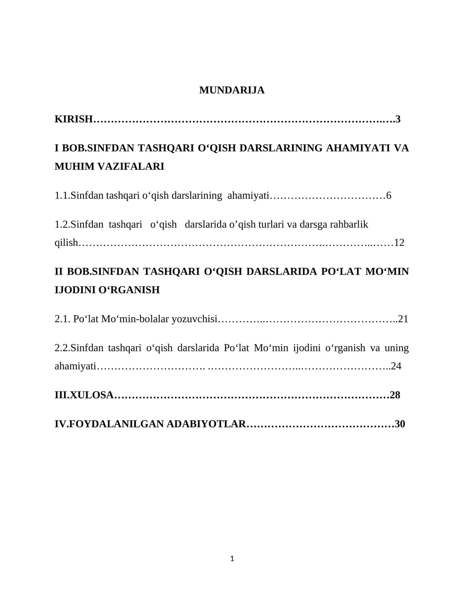 SINFDAN TASHQARI O‘QISH DARSLARIDA PO‘LAT MO‘MIN IJODINI O‘RGANISH