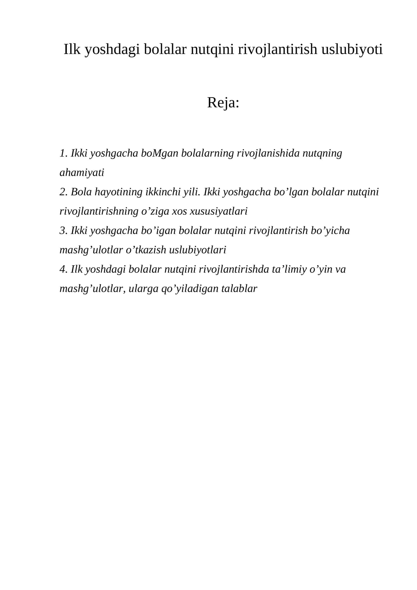 Ilk yoshdagi bolalar nutqini rivojlantirish uslubiyoti