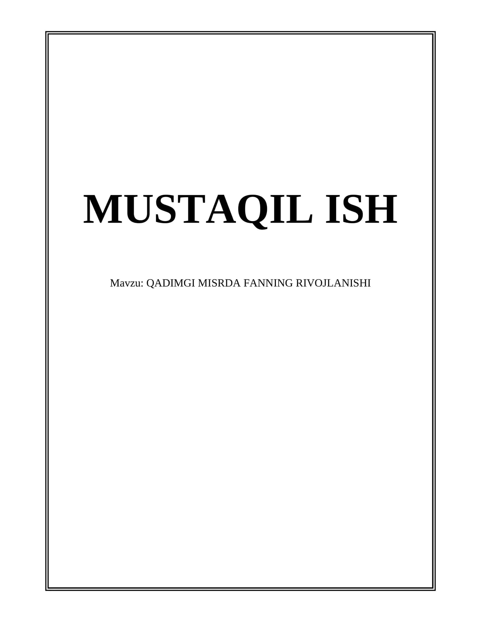 QADIMGI MISRDA FANNING RIVOJLANISHI