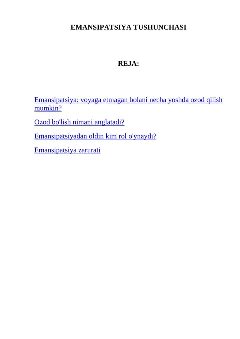 Emansipatsiya Tushunchasi