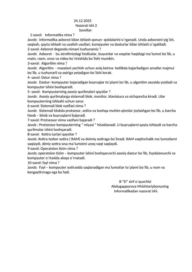 Informatika nima?