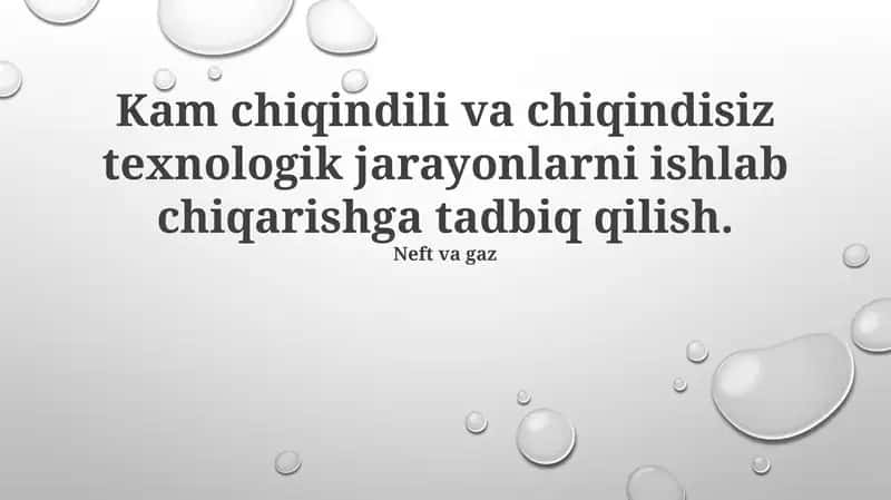Past chiqindili va chiqindisiz texnologiyalar