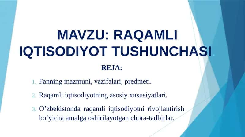 RAQAMLI IQTISODIYOT TUSHUNCHASI