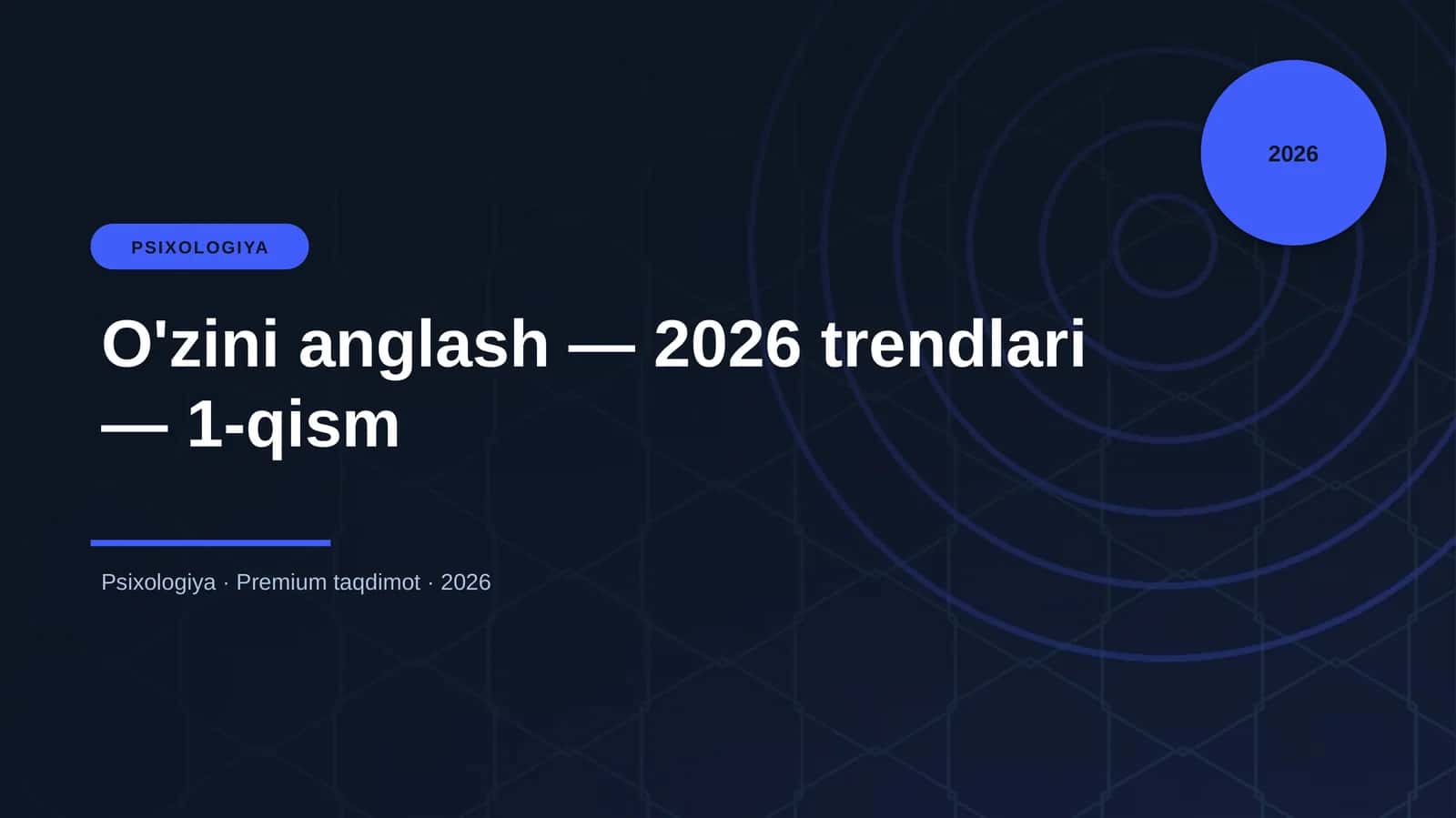 O'zini anglash — 2026 trendlari — 1-qism