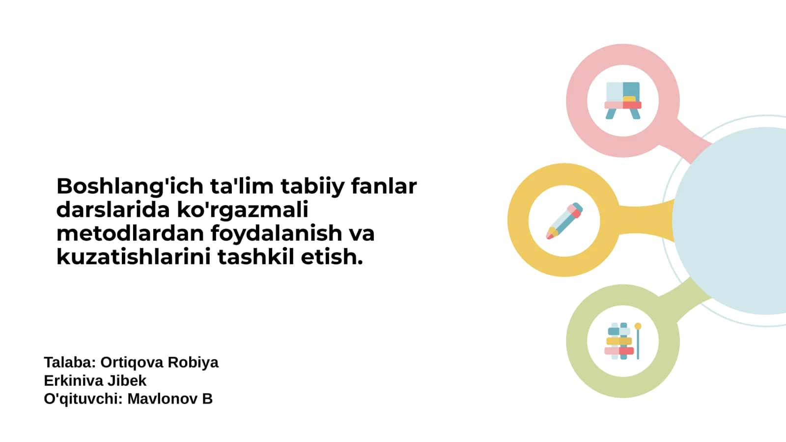 Boshlang'ich ta'limda ko'rgazmali metodlarning ahamiyati