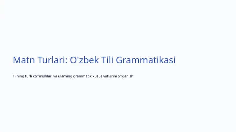 O'zbek Tili Grammatikasi