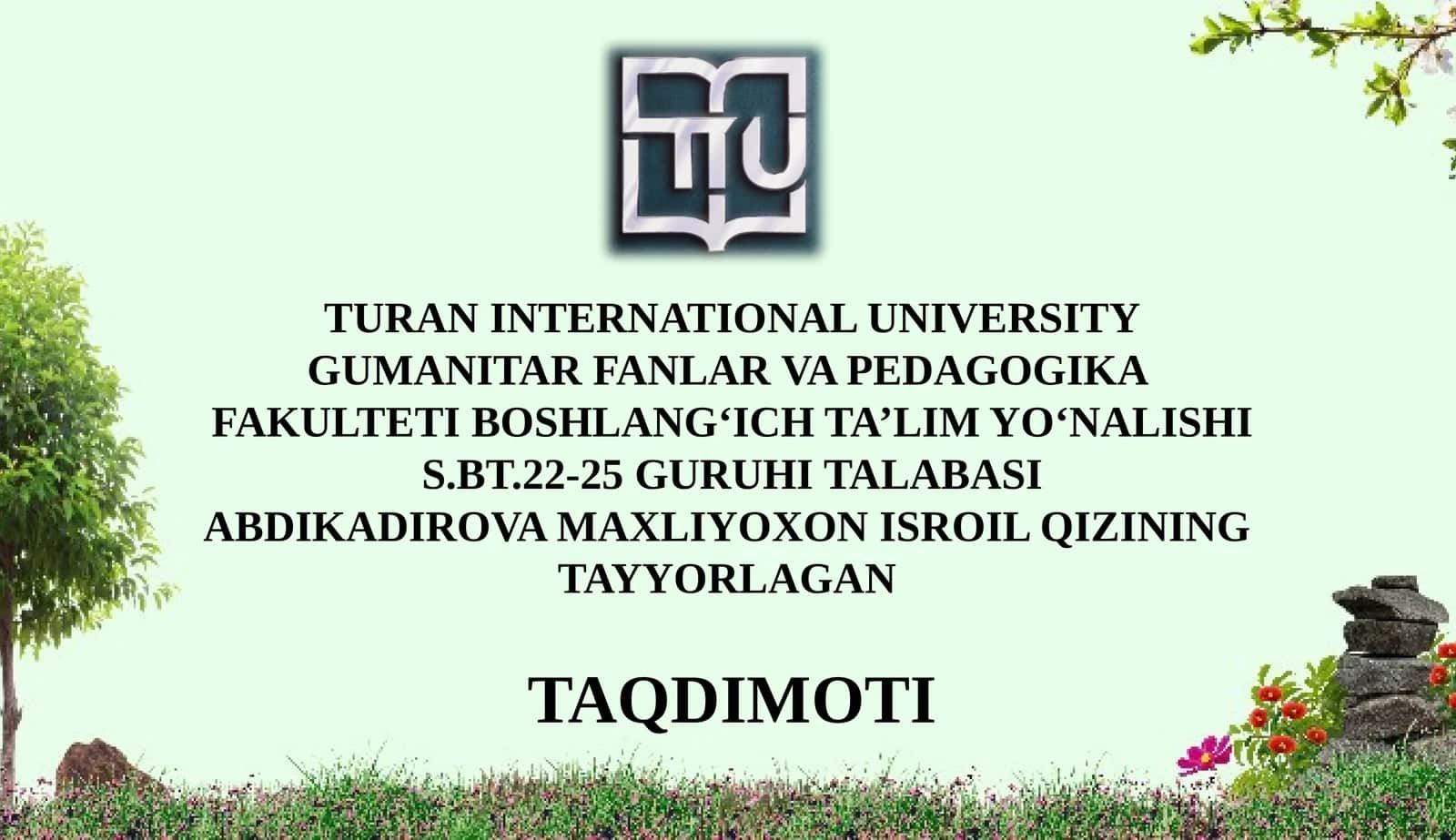 Boshlang'ichmaktablardatabiiyfanlarfaniningmazmuni,o'quvdasturiningtahlili
