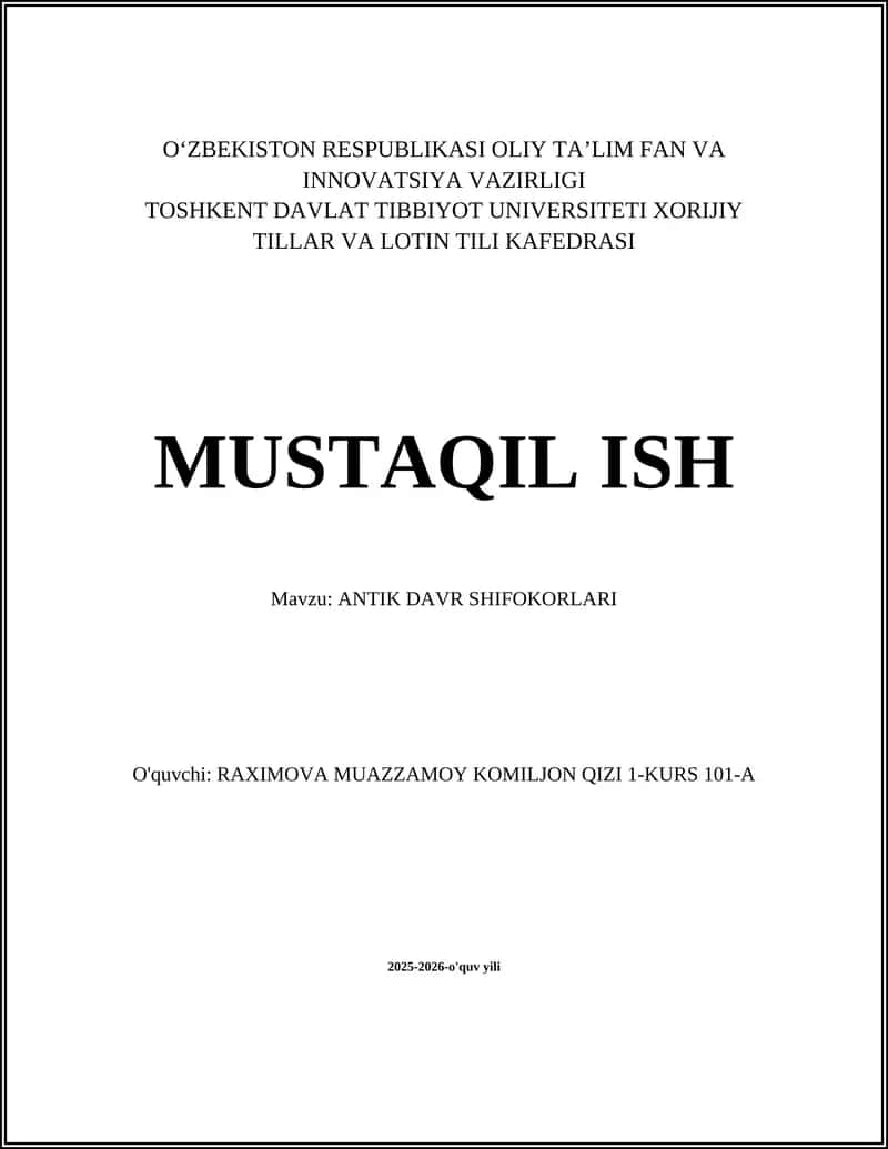 ANTIK DAVR SHIFOKORLARI