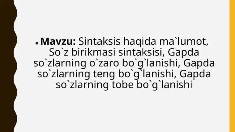 Sintaksis haqida ma`lumot
