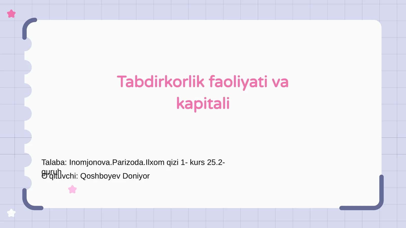 Tabdirkorlik faoliyati va kapitali