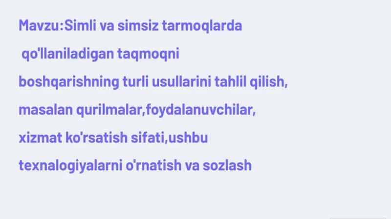 simli va simsiz tarmoqni boshqarish