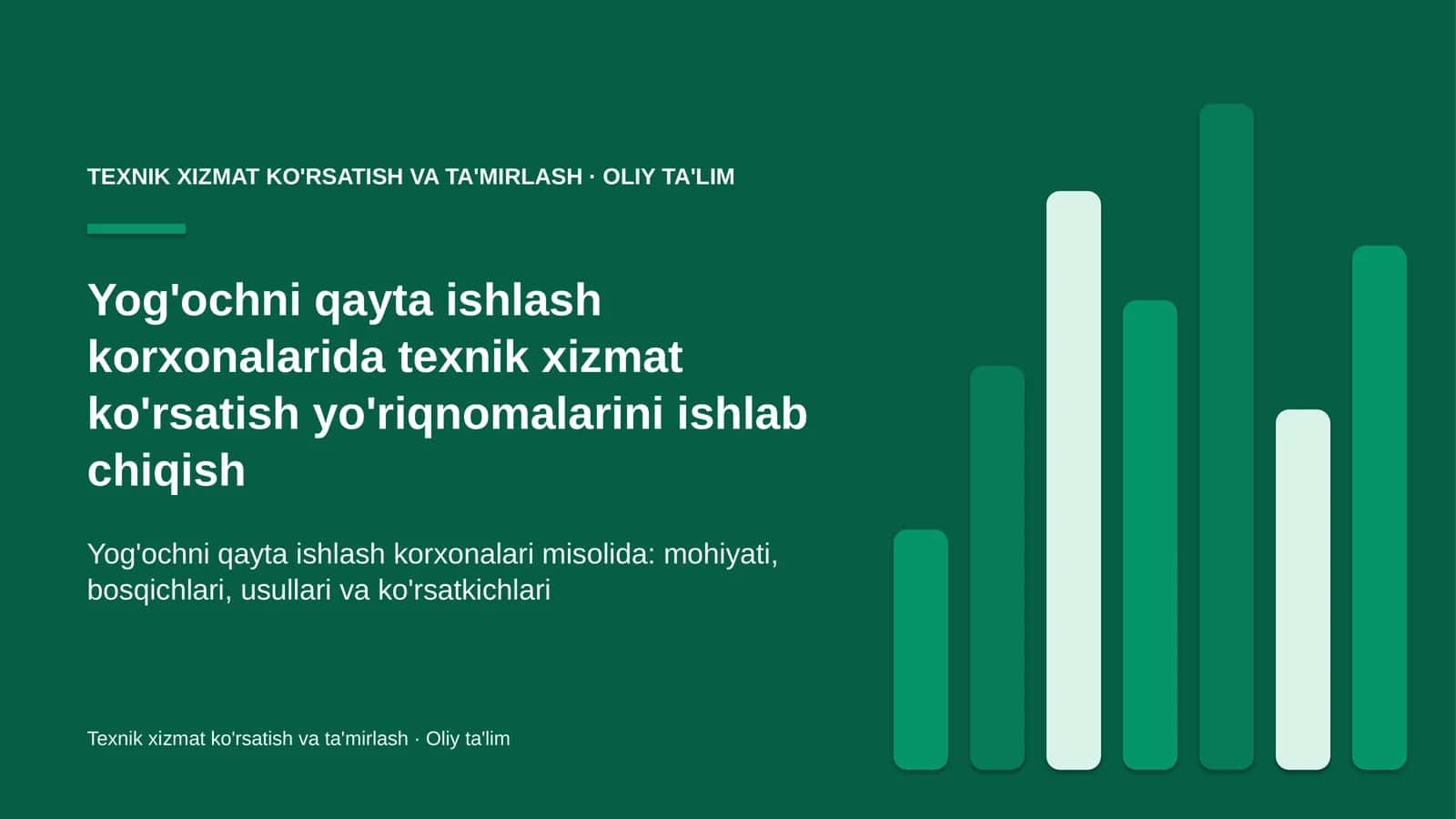 yog'ochni qayta ishlash korxonalarida texnik xizmat ko'rsatish yo'riqnomalarini ishlab chiqish 5156