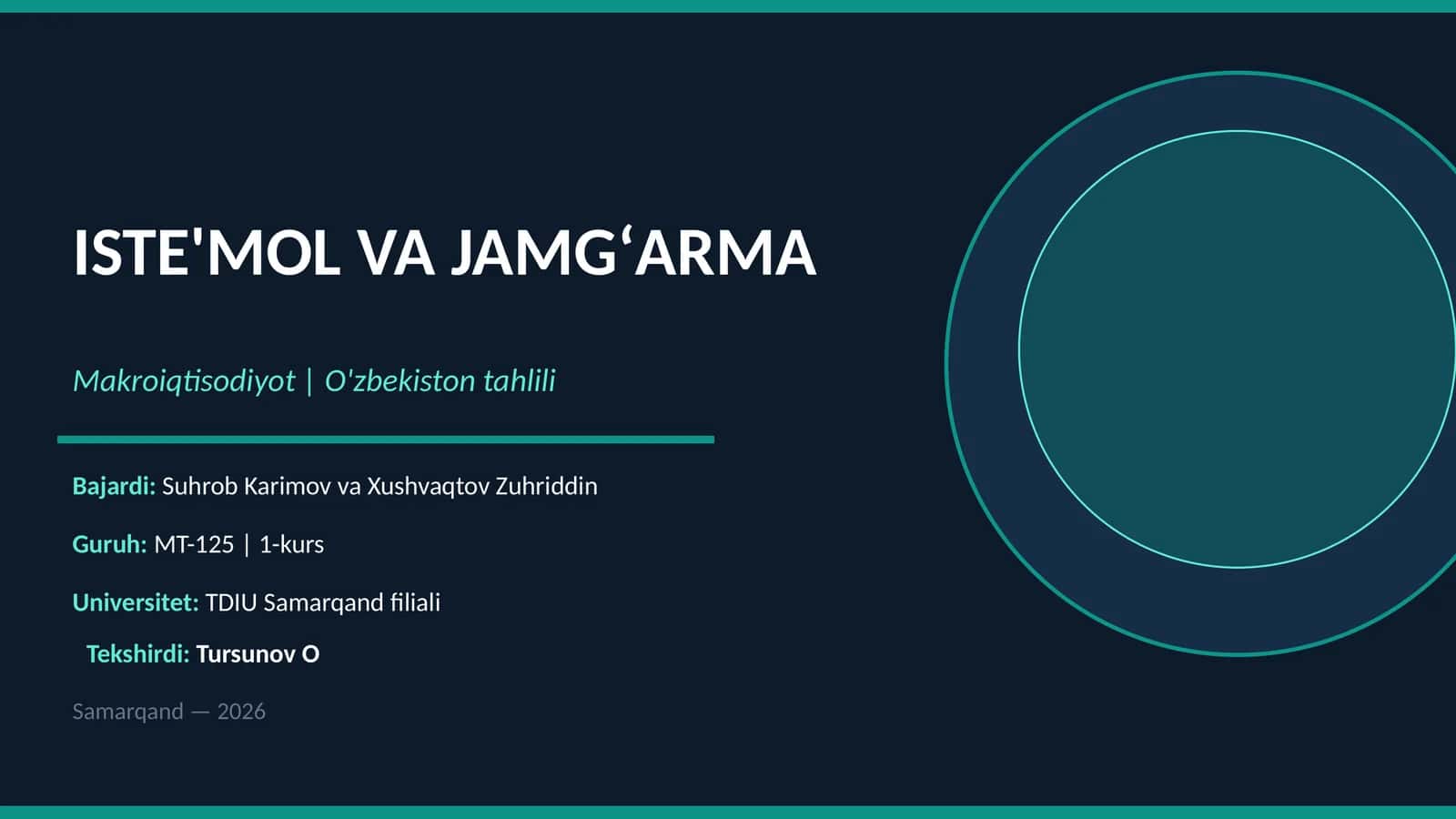 Iste'Mol va Jamgʻarma