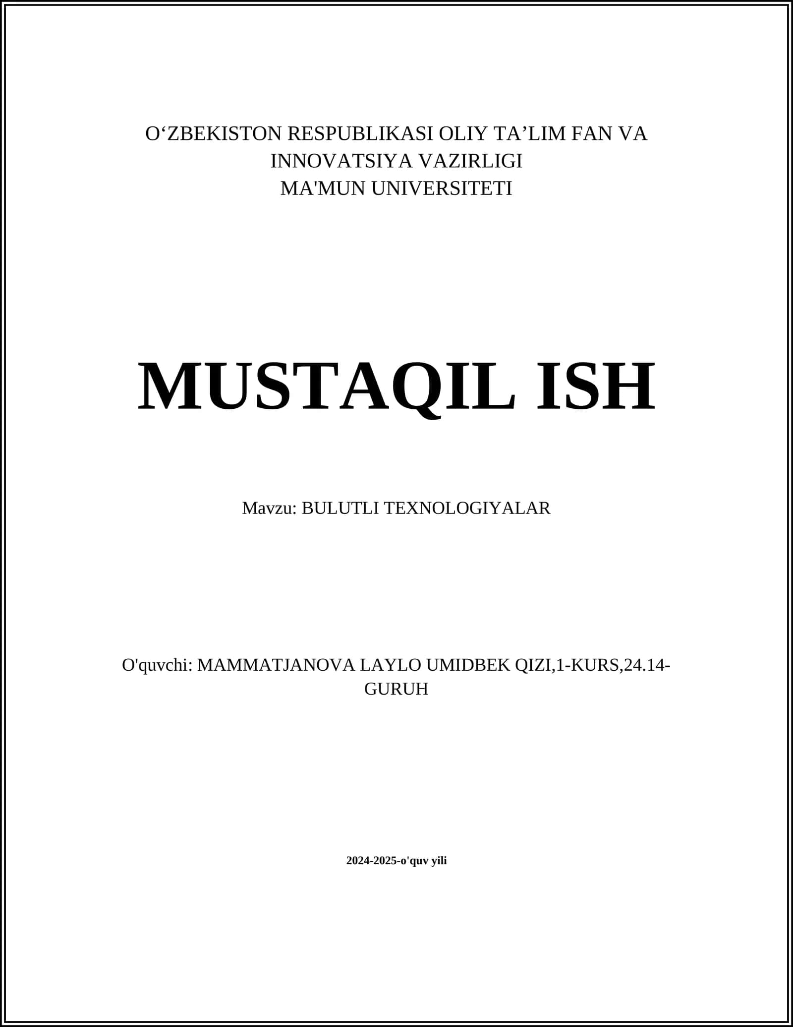 BULUTLI TEXNOLOGIYALAR