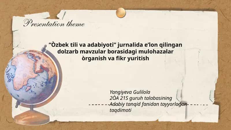 Dolzarb mavzular borasidagi mulohazalar òrganish va fikr yuritish