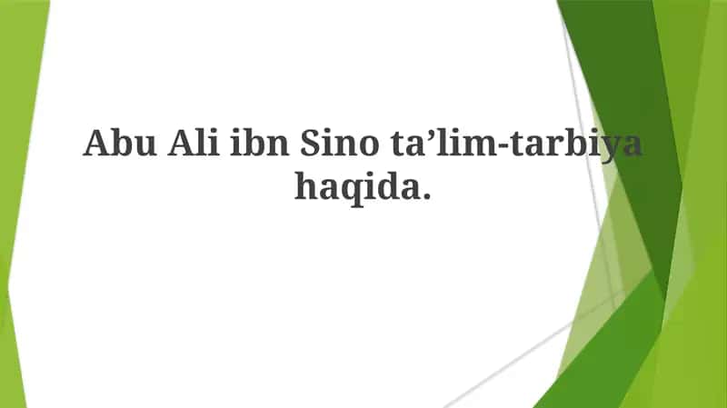 Abu Ali ibn Sino ta'lim-tarbiyasi