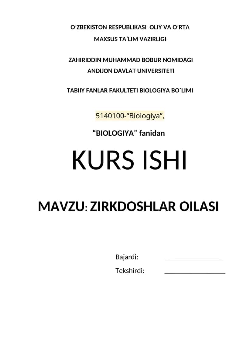 ZIRKDOSHLAR OILASI