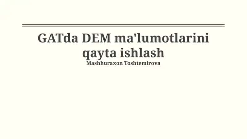 Gatda Ma'lumotlarini Tahlil Qilish