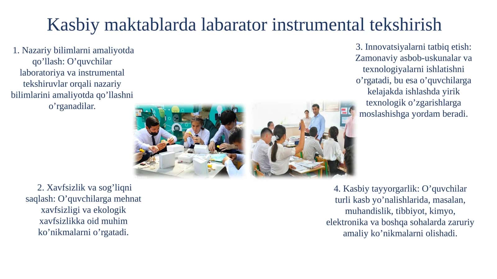Kasbiy maktablarda labarator instrumental tekshirish
