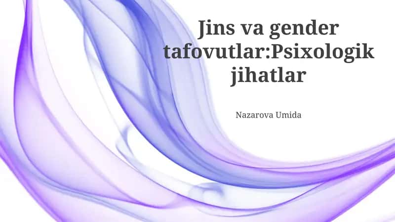 Jinlarning Jinsga Bog'liq Psixologik Muammolari